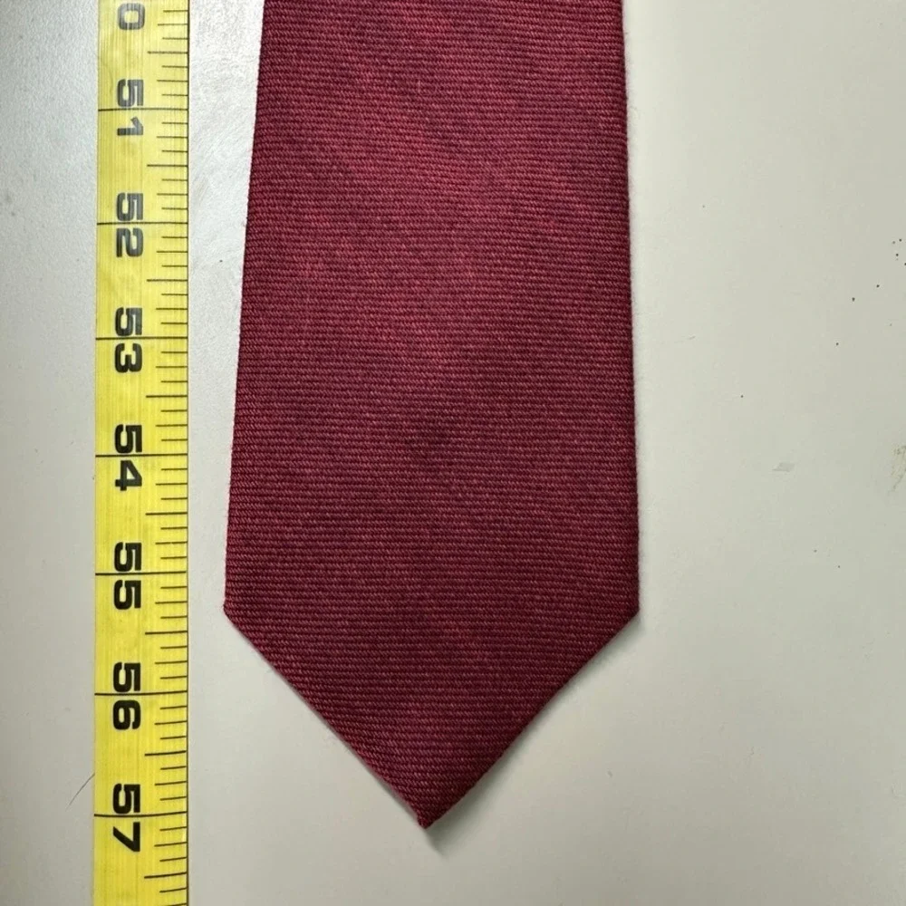 Lands End Mens Burgundy Red Silk Wool Blend Textured Weave Necktie V1512/M3232